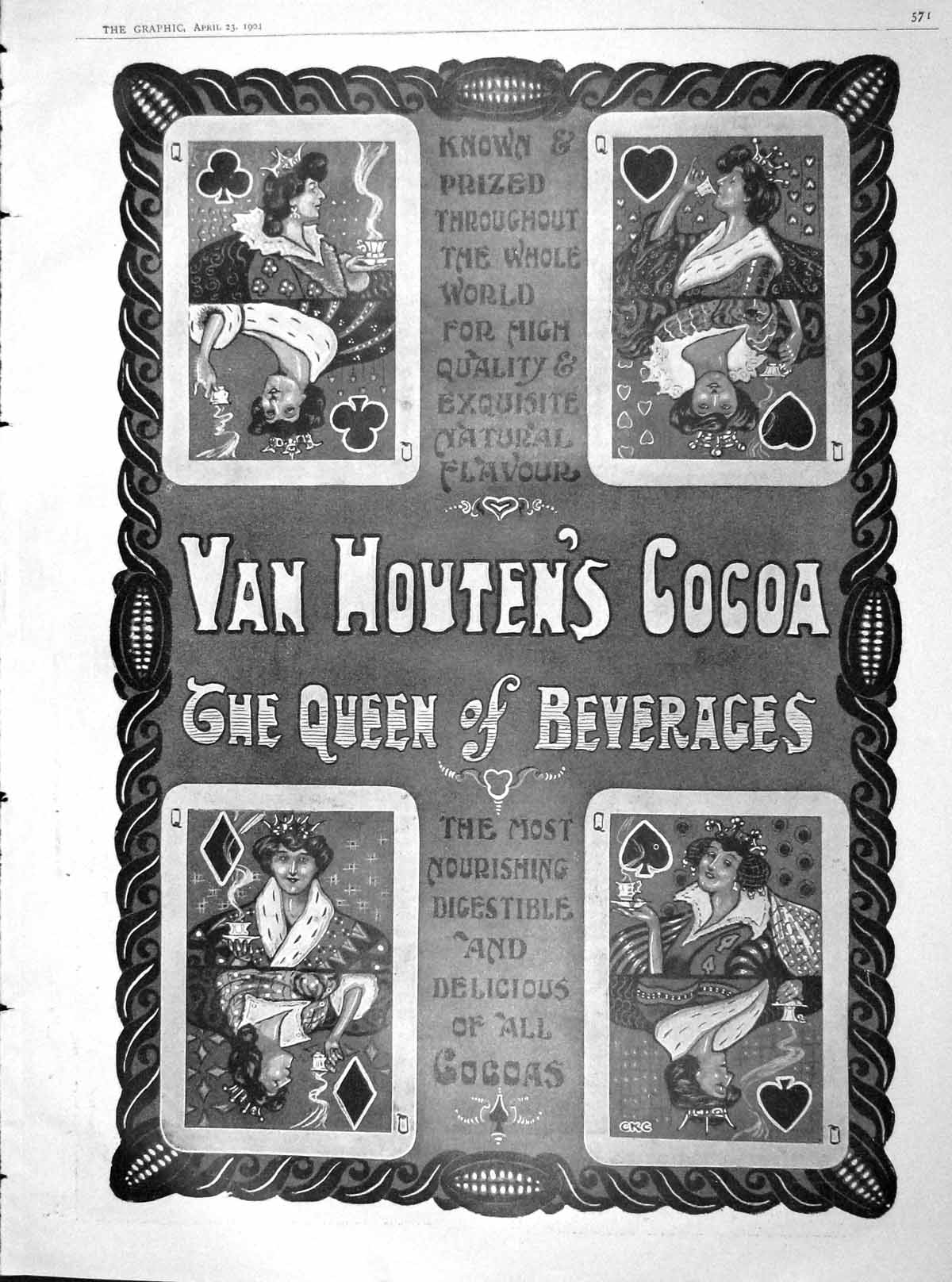 Original Old Antique Print 1904 Advertisement Van Houten'S Cocoa Beverage Drink