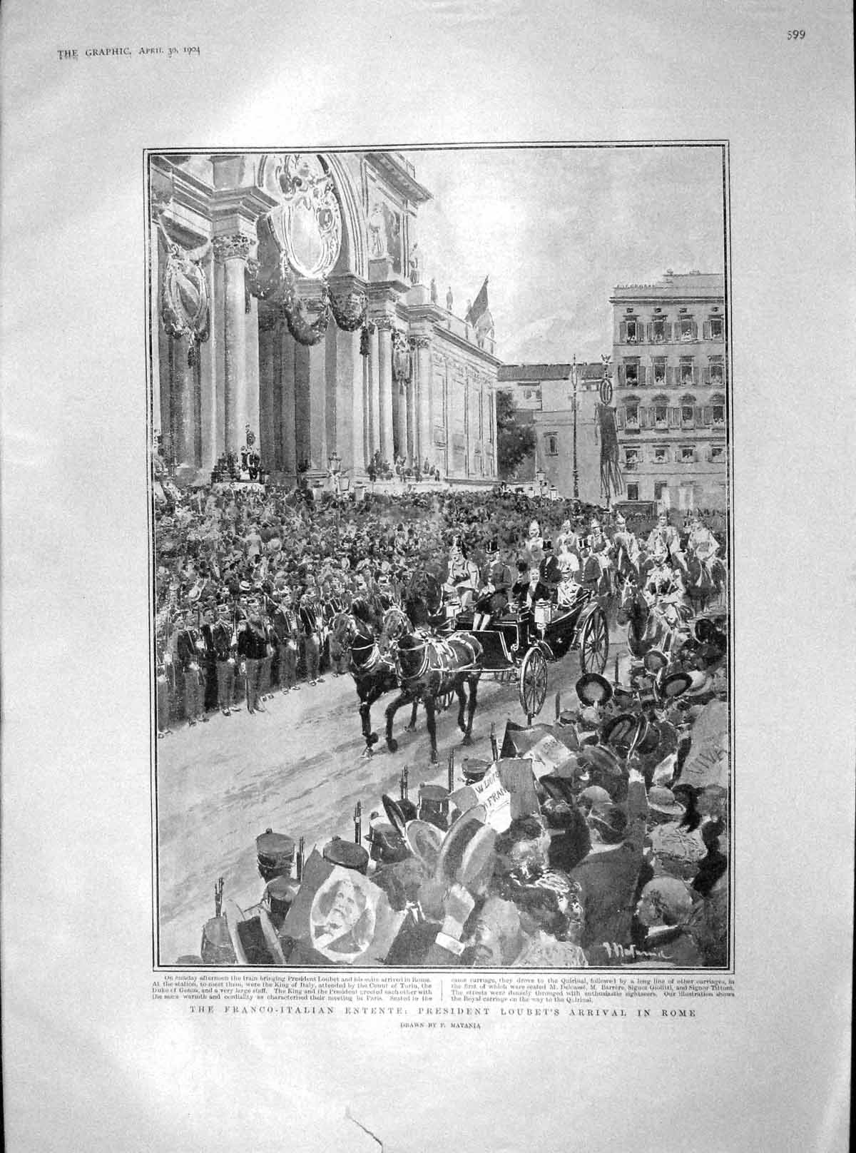 Old Antique Print 1904 President Loubet Rome Somali Burlton Sheep Goats 20th