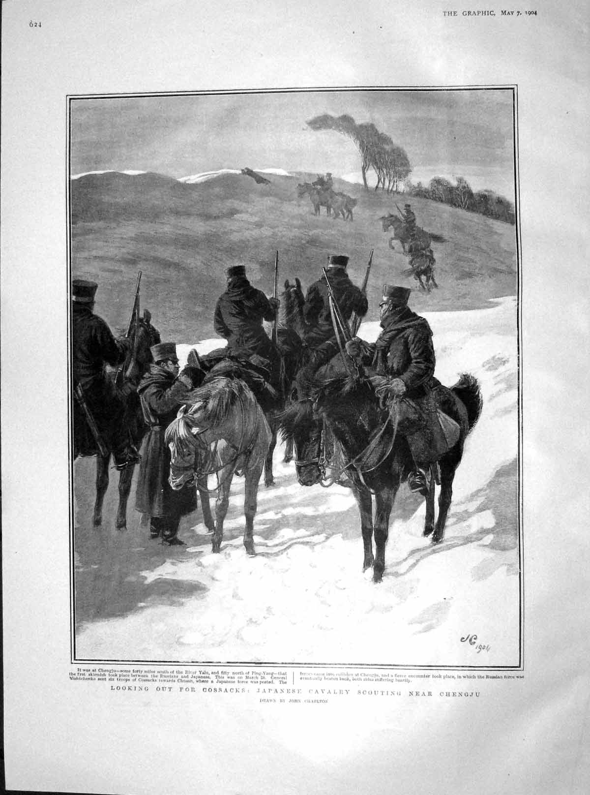 Old Antique Print 1904 Cossacks Chengju War Kilkenny Castle Ireland King 20th