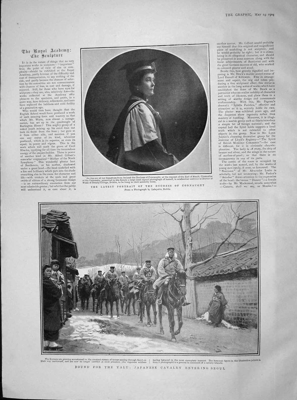 Original Old Antique Print 1904 Portrait Duchess Connaught Japanese Army Seoul