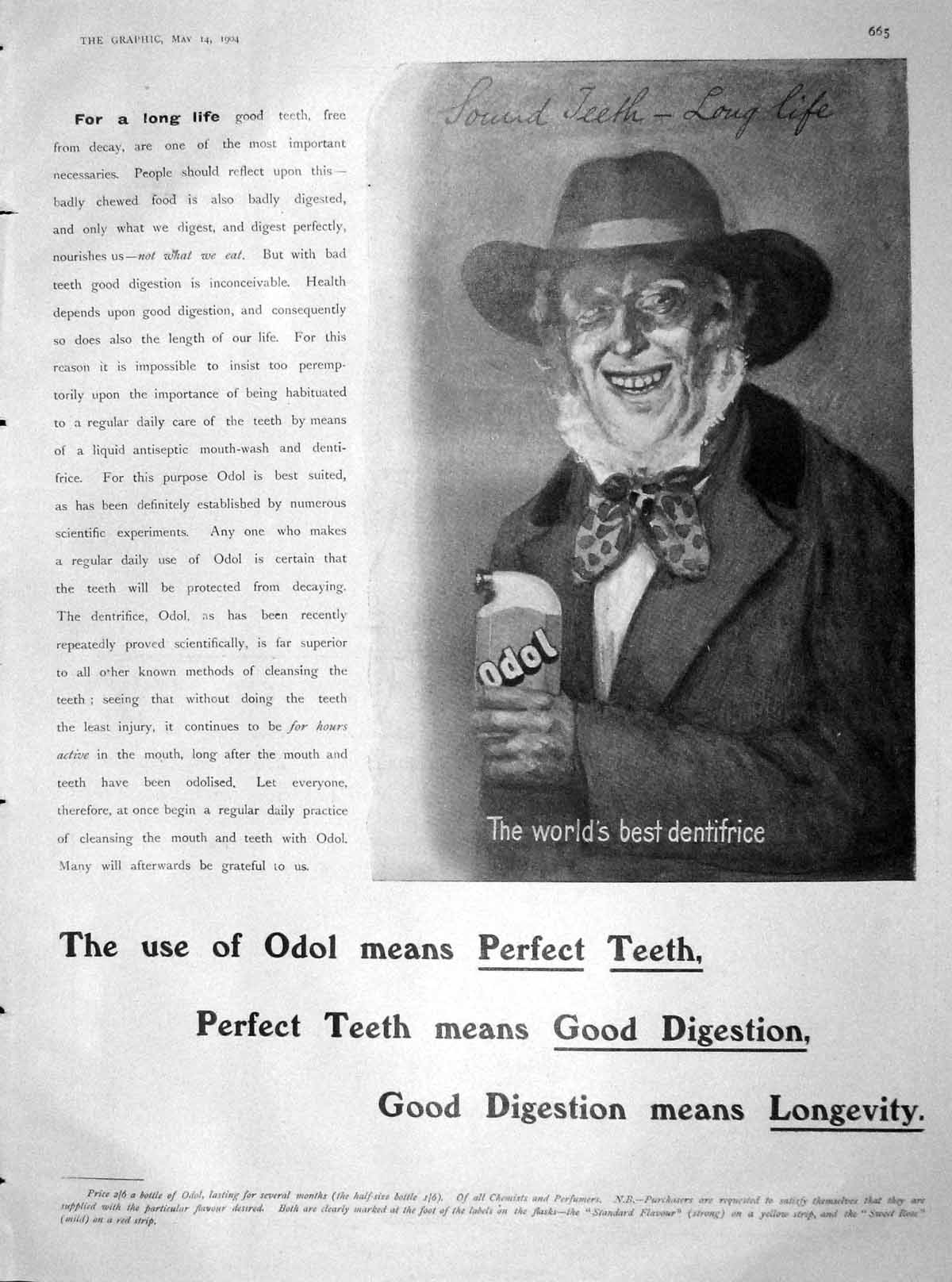 Original Old Antique Print 1904 Advertisement Odol Toothpaste Dentifrice 20th
