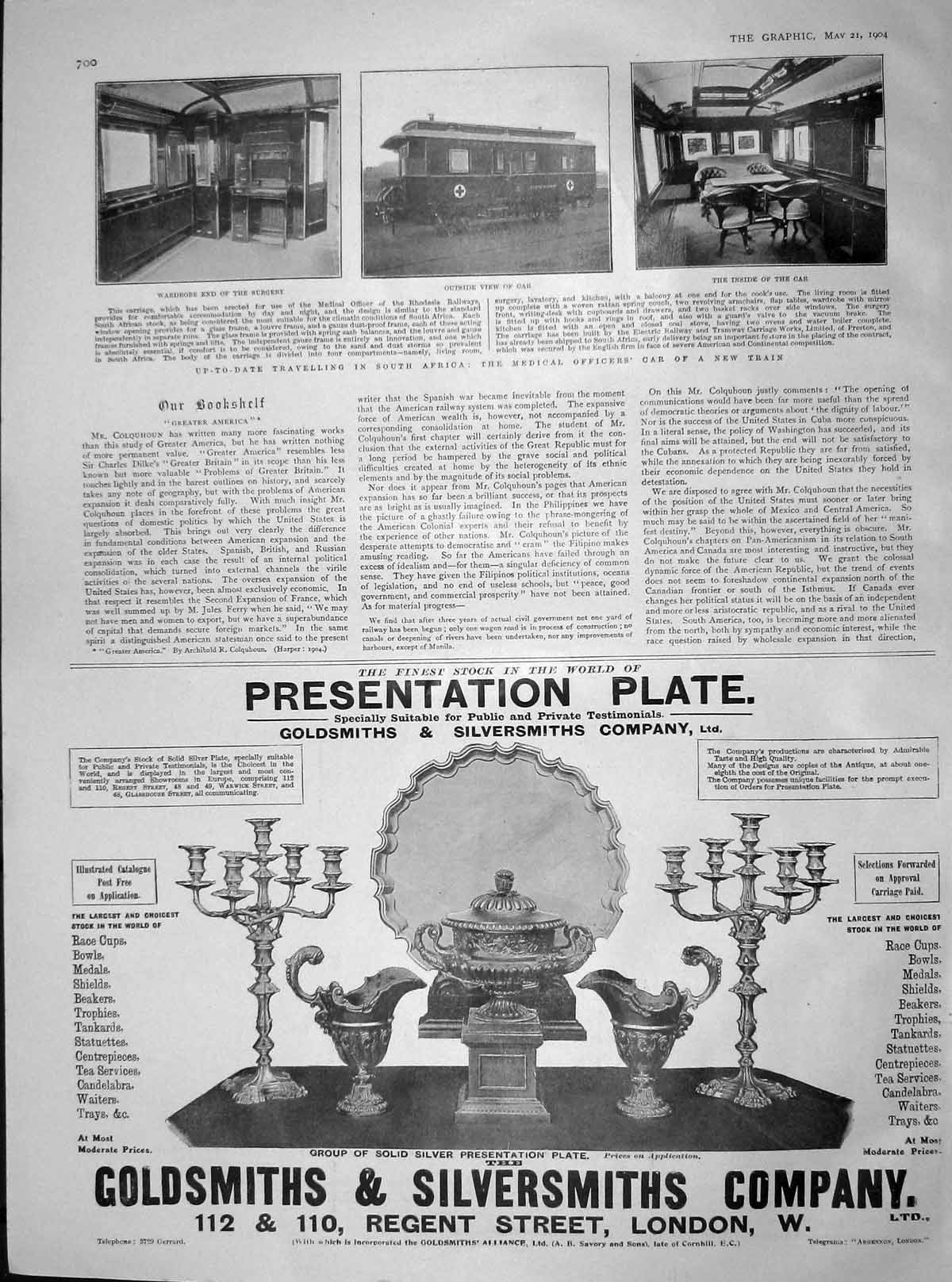 Old Antique Print 1904 Transport South Africa Medical Officers Car Train 20th