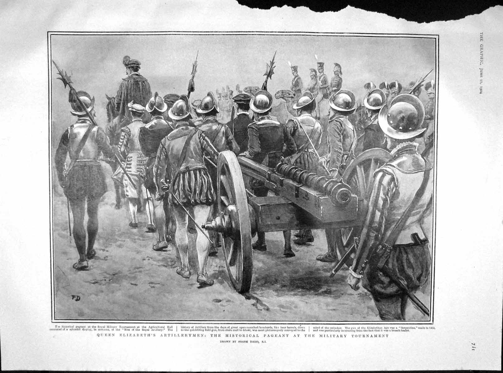 Original Old Antique Print 1904 Military Tournament London Crystal Palace Hyde