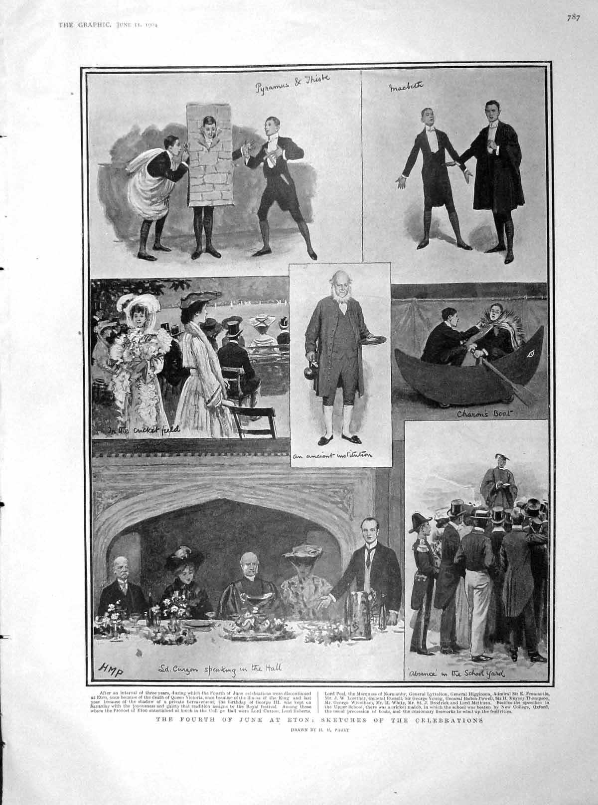 Old Antique Print 1904 Eton School Boys Theatre Gyangtse Fort Kangma War 20th