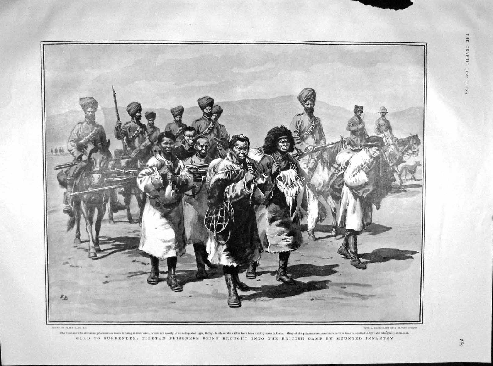 Old Antique Print 1904 Tibetan Prisoners British War Camp Burdett Hanover 20th