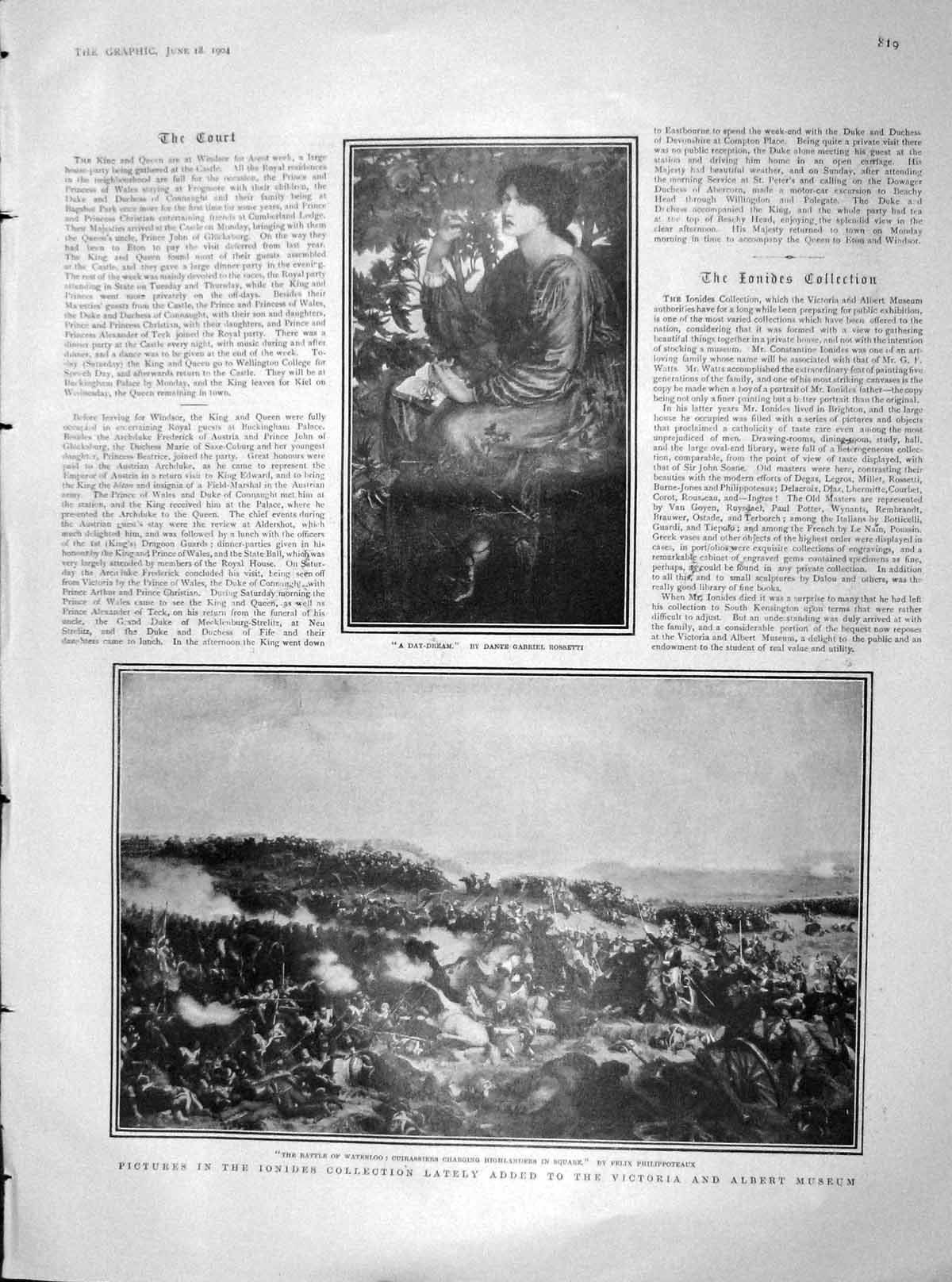 Old Antique Print 1904 Ionides Art Battle Waterloo Paris Fete Lott Berny 20th