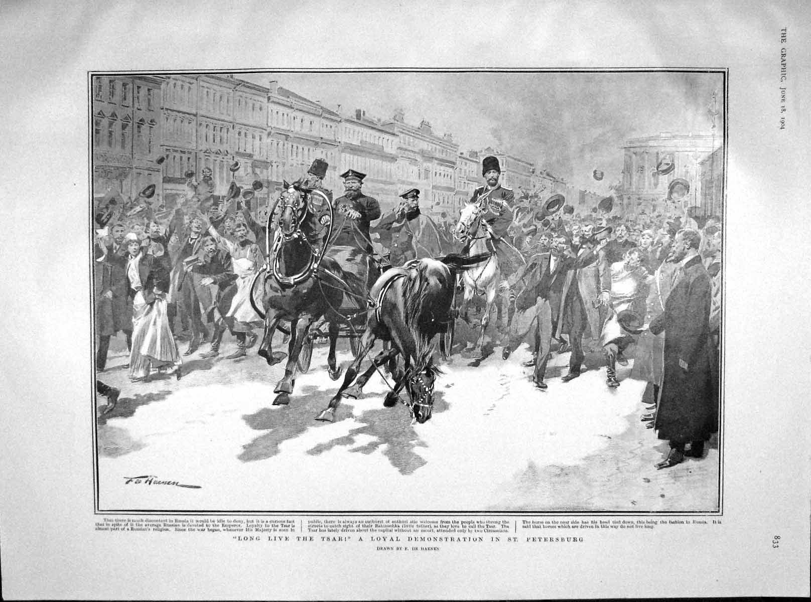 Old Antique Print 1904 St. Petersburg Demonstration Stamford Sport Batley 20th