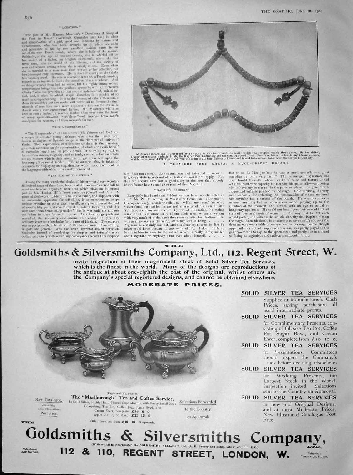 Original Old Antique Print 1904 Rosary Beads James Pinnock Lhasa Gsmith London