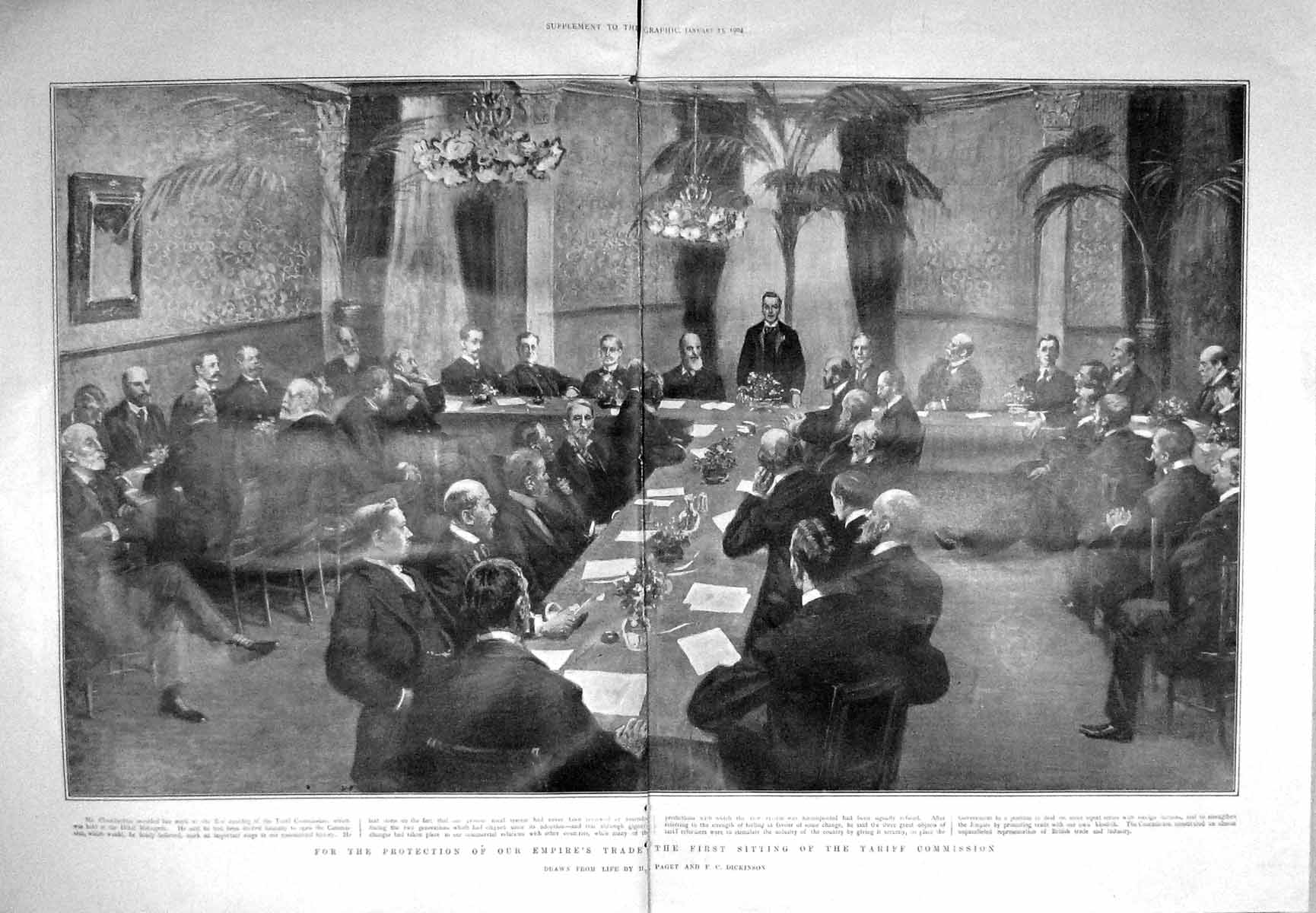Antique Old Print 1904 Empire Trade Meeting Tariff Commission Chamberlain 20th