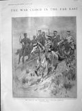 Original Old Antique Print 1904 War Japanese Army Siers Artillery Practice 20th