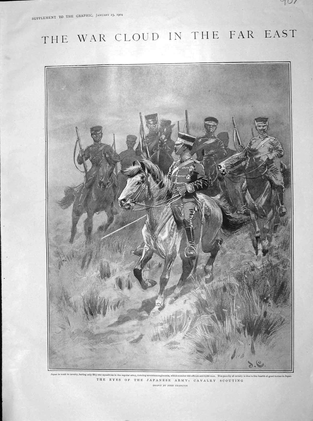Original Old Antique Print 1904 War Japanese Army Siers Artillery Practice 20th