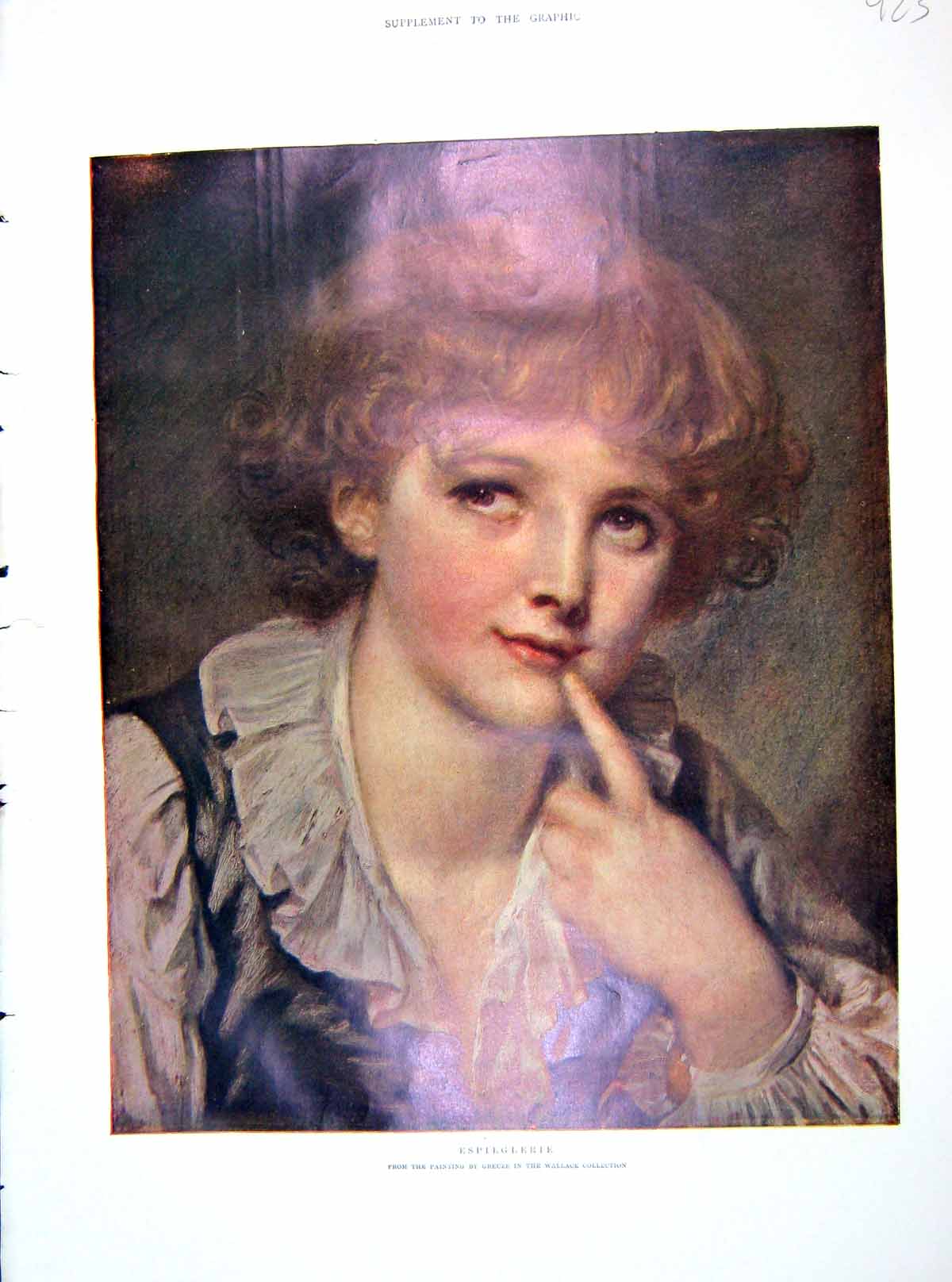 Old Antique Print 1904 Colour Portrait Espieglerie Young Boy Wallace Art 20th