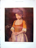 Old Antique Print 1904 Colour Portrait French School Girl Earl Bradford 20th