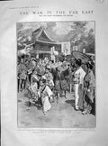 Original Old Antique Print 1904 War Japan Tokio Admiral Alexeieff Mukden Shrine