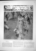 Old Antique Print 1904 Twisted Eglantine Piers Meadow Sheep Romance Scene 20th