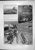 Original Old Antique Print 1904 Torpedo Practice Navy Africa Coolies Victoria