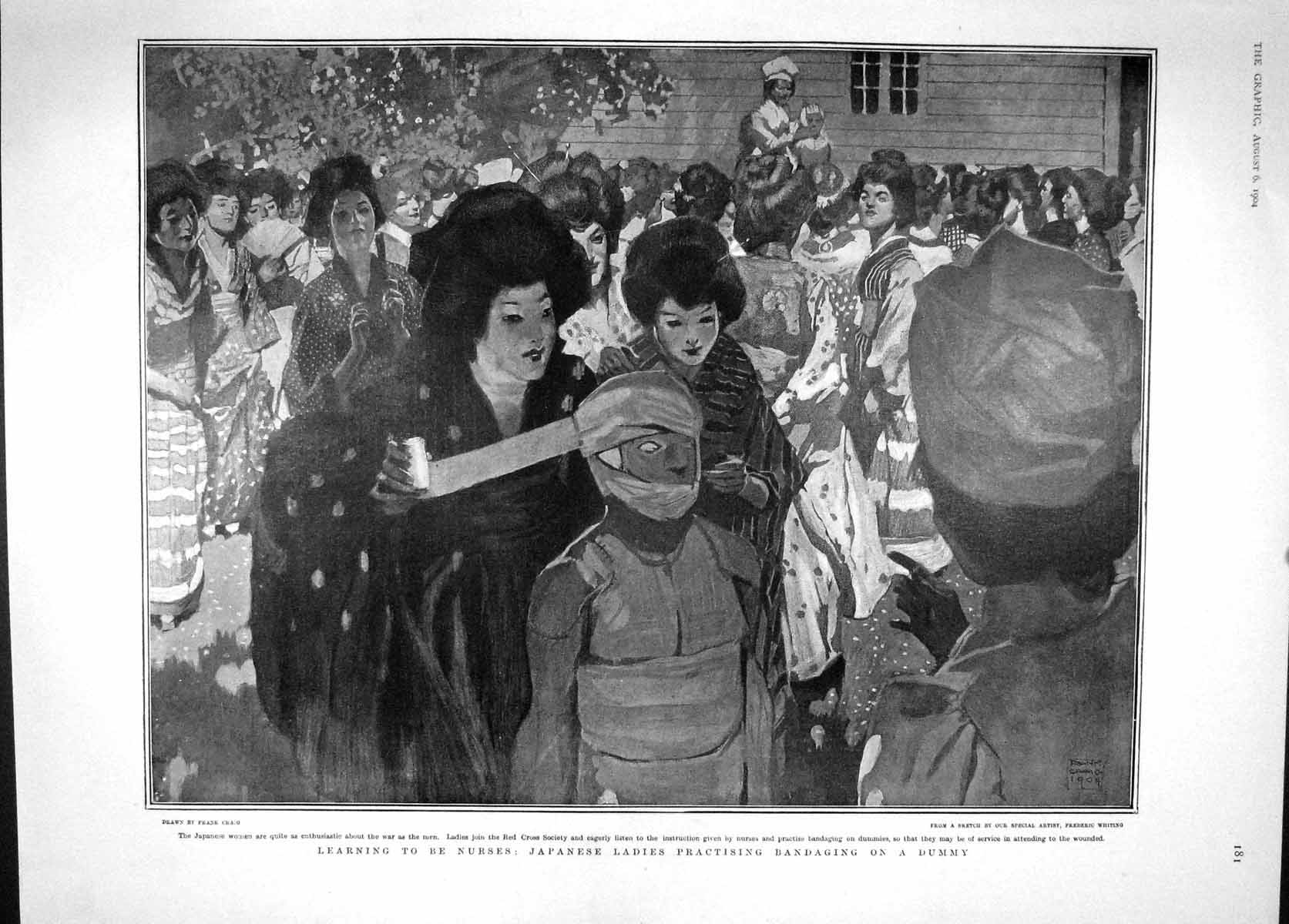 Old Antique Print 1904 Japan Ladies Nurses Dummies Keller Sorabji Plehve 20th