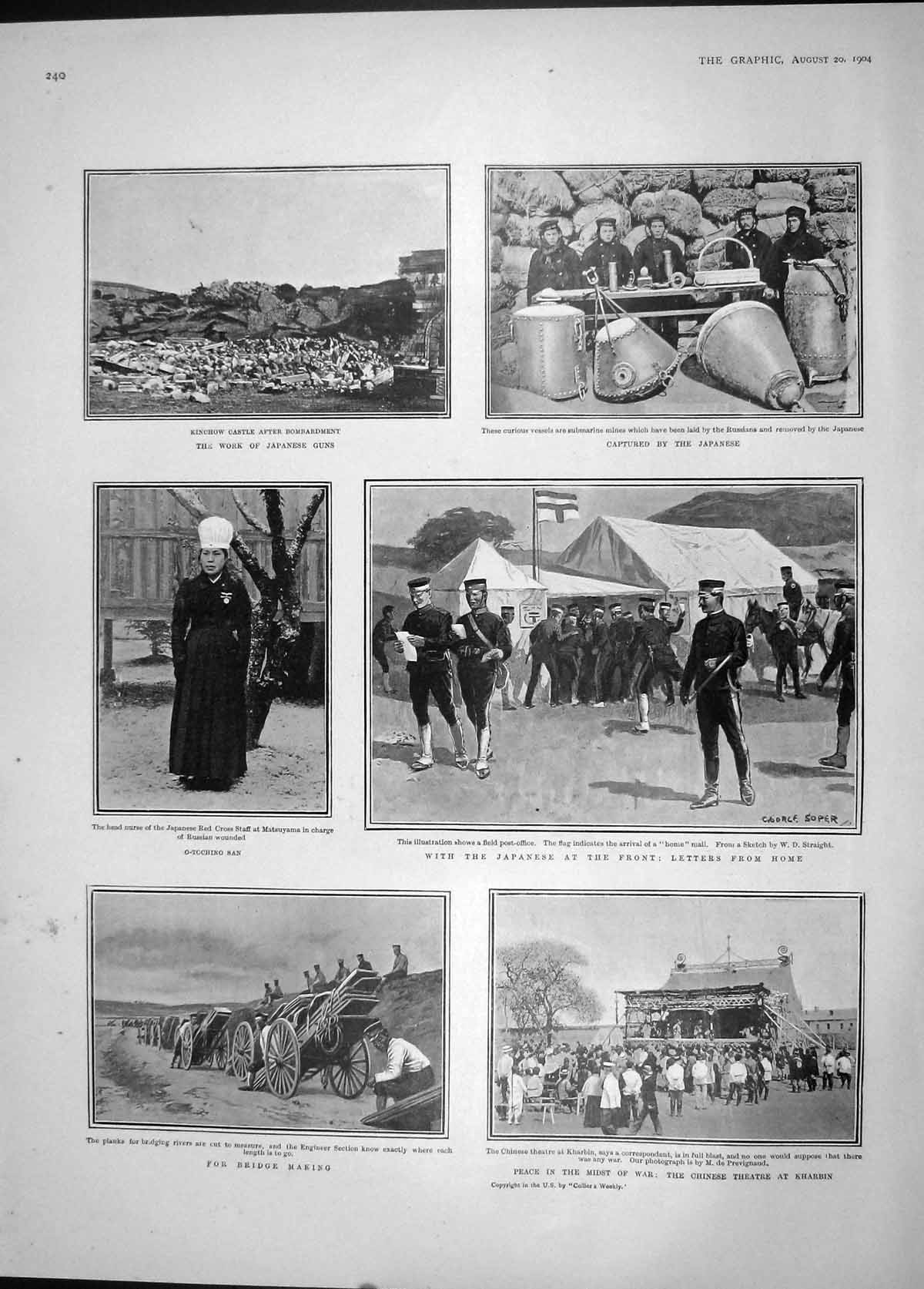 Original Old Antique Print 1904 Japan War Army Theatre Kharbin Waldeck-Rousseau