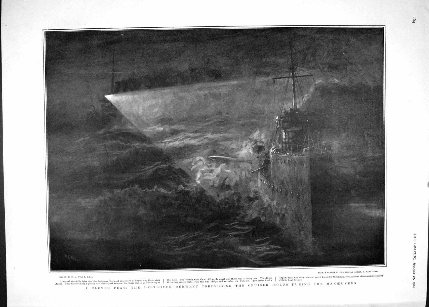 Old Antique Print 1904 Destroyer Ship Derwent Aeolus War Titian Ariosta 20th