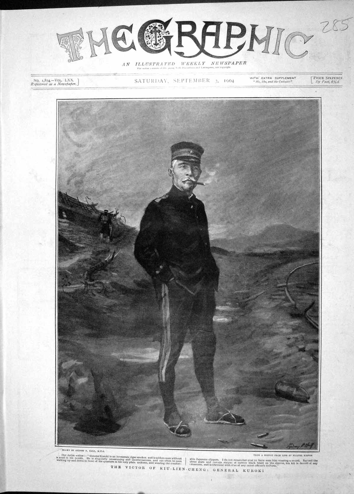 Original Old Antique Print 1904 Portrait Victor Kiu-Lien Cheng General Kuroki
