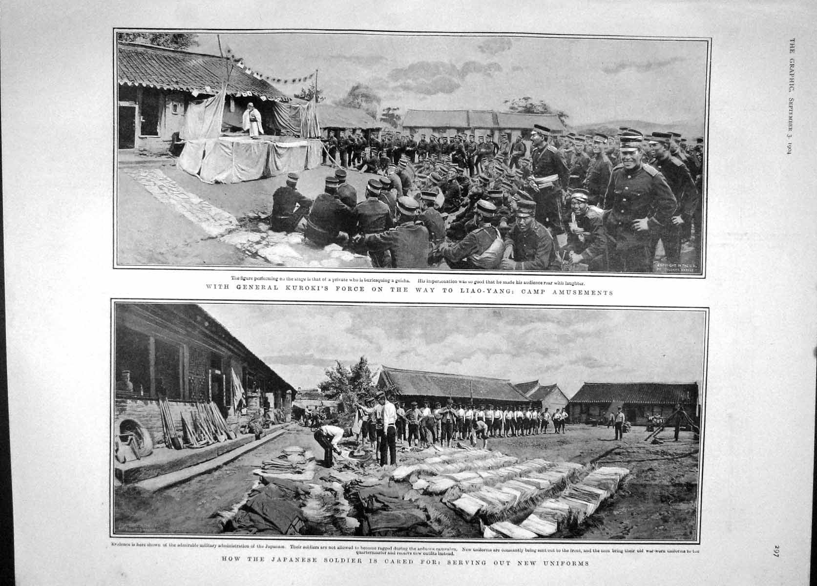Original Old Antique Print 1904 General Kuroki Liao-Yang Japan Army Oil Antwerp
