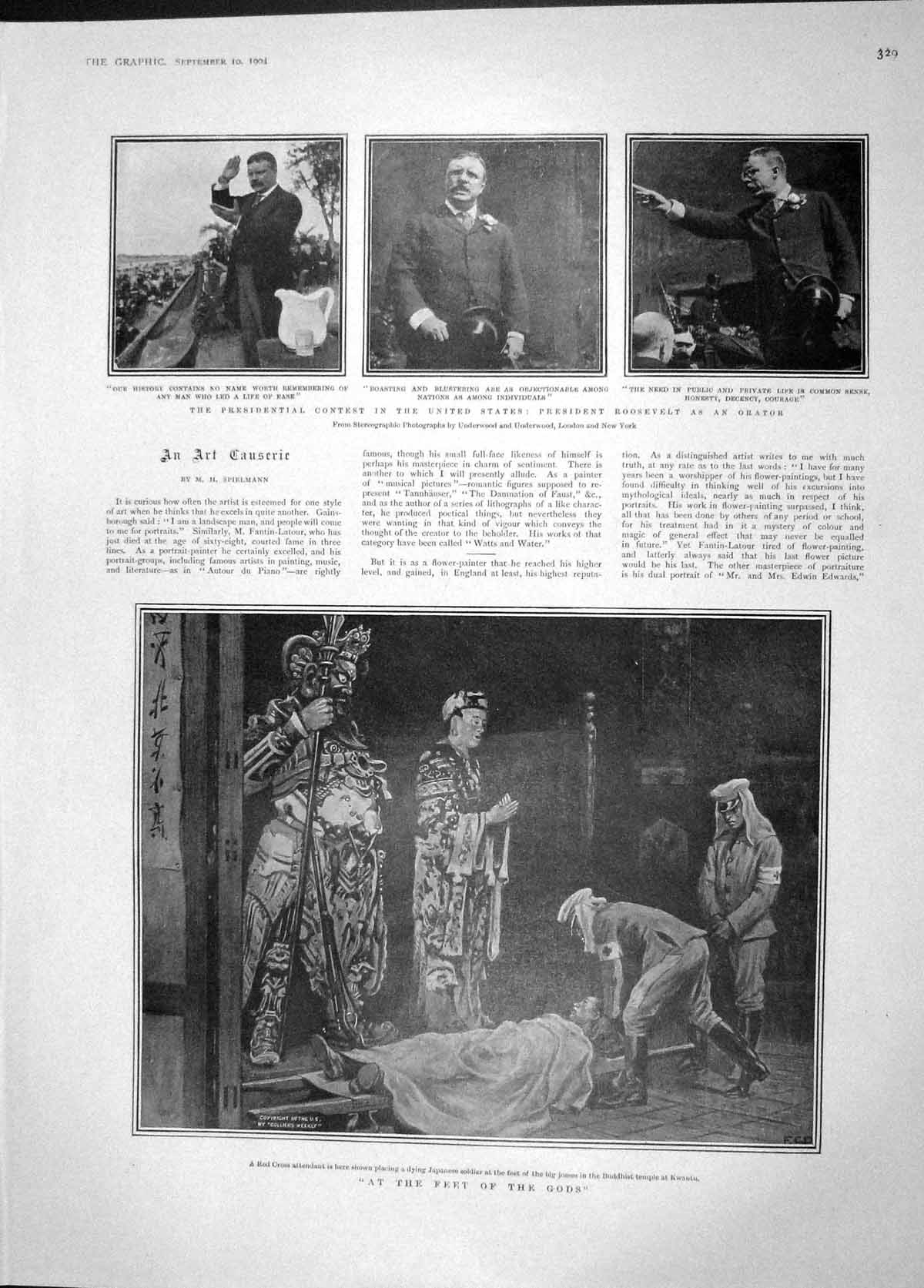 Old Antique Print 1904 Red Cross Buddhist Kwantu Roosevelt Dunsany Rodd 20th