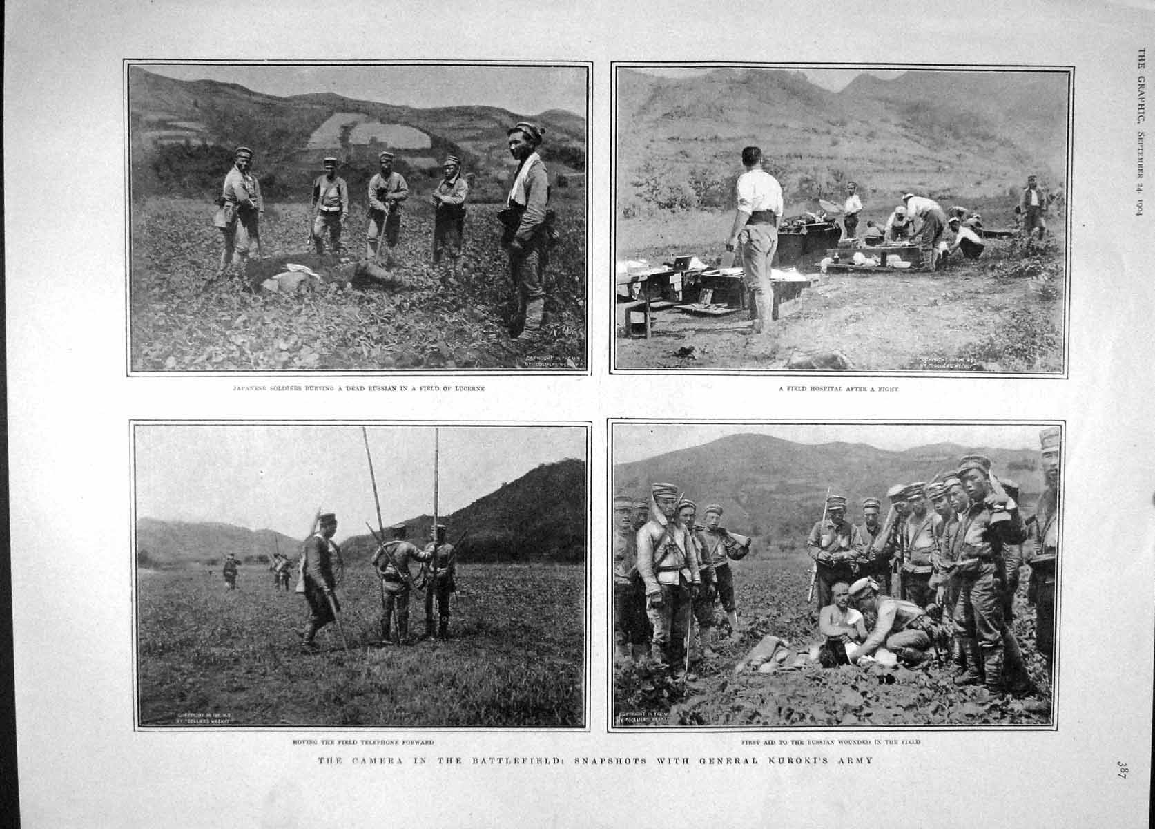 Old Antique Print 1904 War Hospital General Kuroki Army Ship Formidable 20th