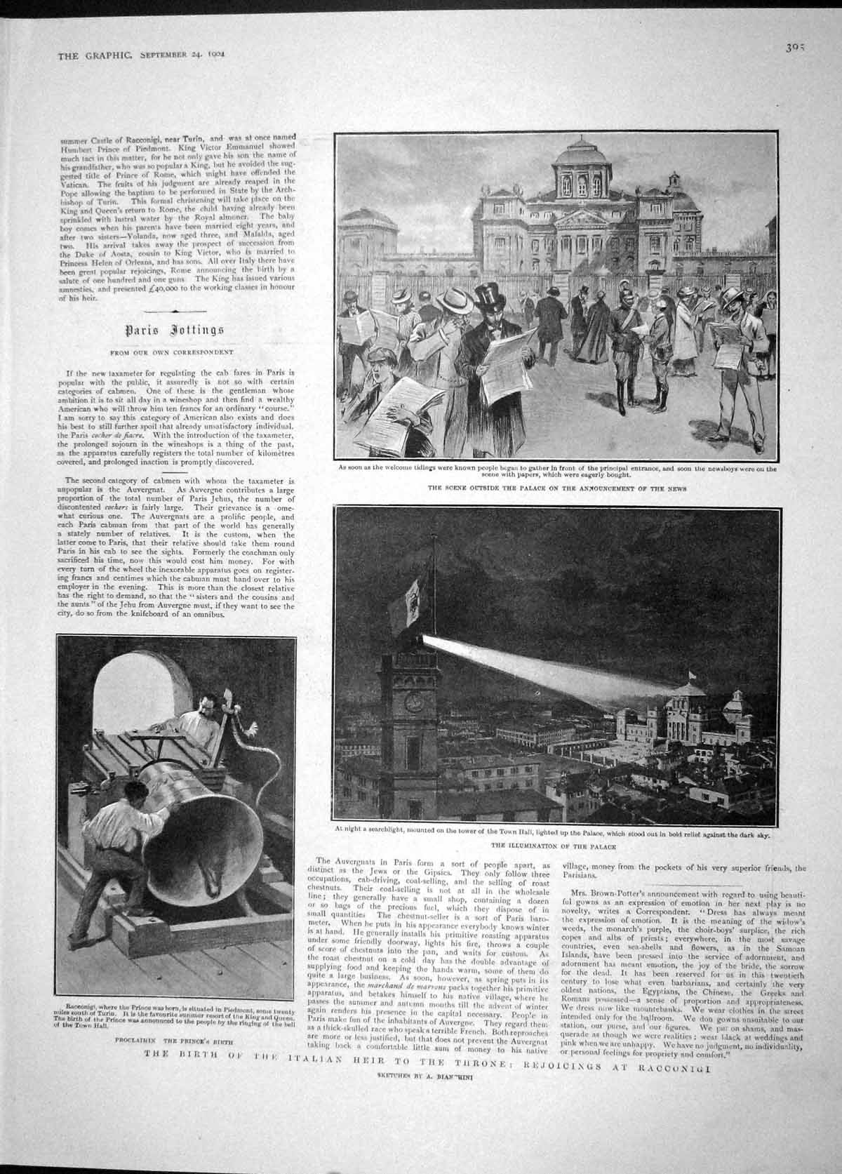 Old Antique Print 1904 Italy Palace Racconigi Celtic Monuments Brittany 20th