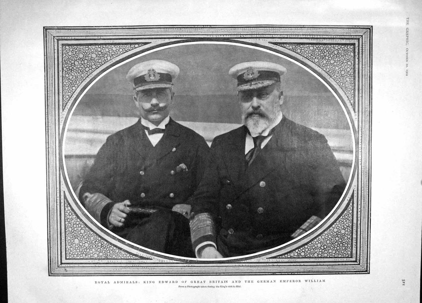 Old Antique Print 1904 King Edward German Emperor William Saxony Augustus 20th