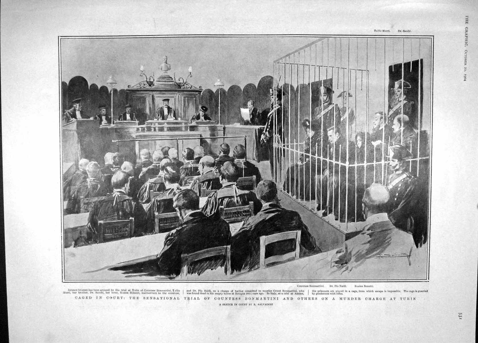 Old Antique Print 1904Court Countess Bonmartini Naldi Turin Ta-Shih-Chiao 20th