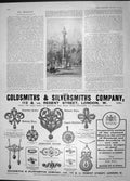 Original Old Antique Print 1904 Victoria Memorial Kensington Gsmith Silversmith