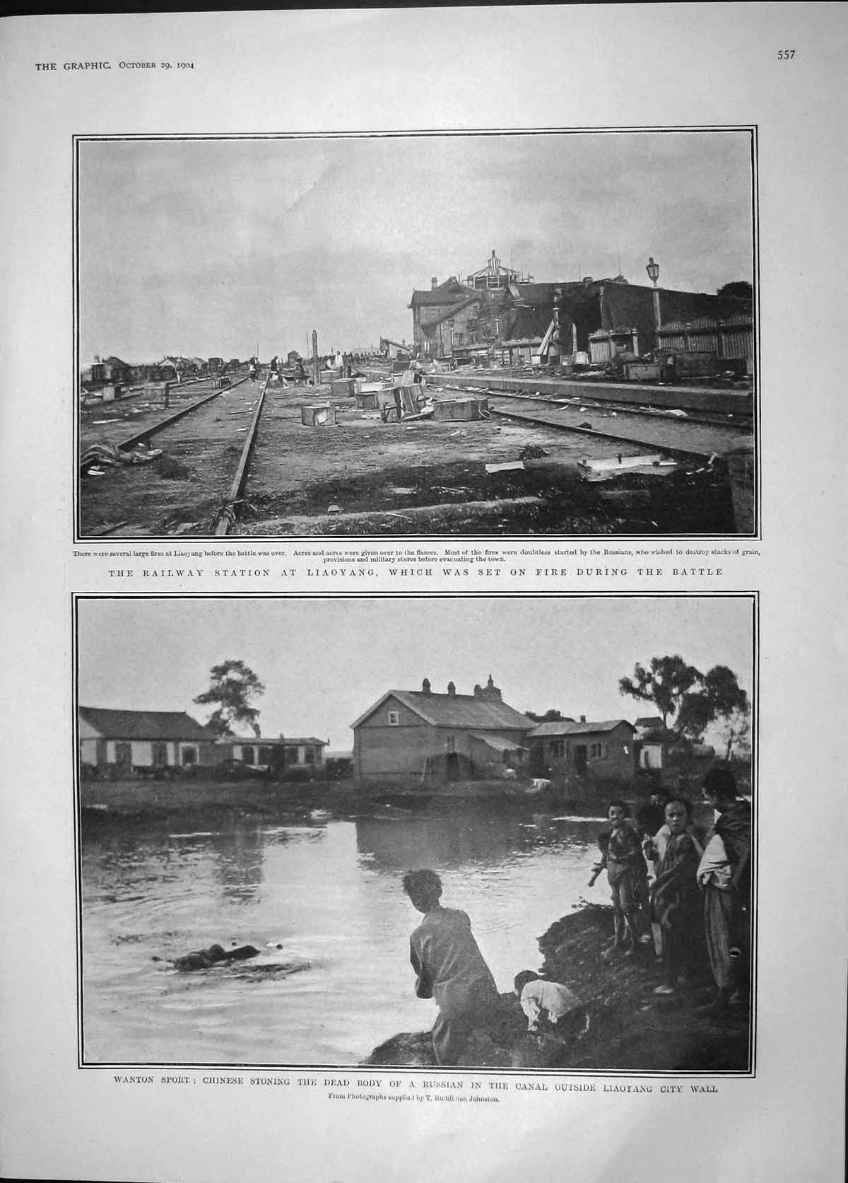 Old Antique Print 1904 Railway Liaoyang Russian Body King George Saxony 20th