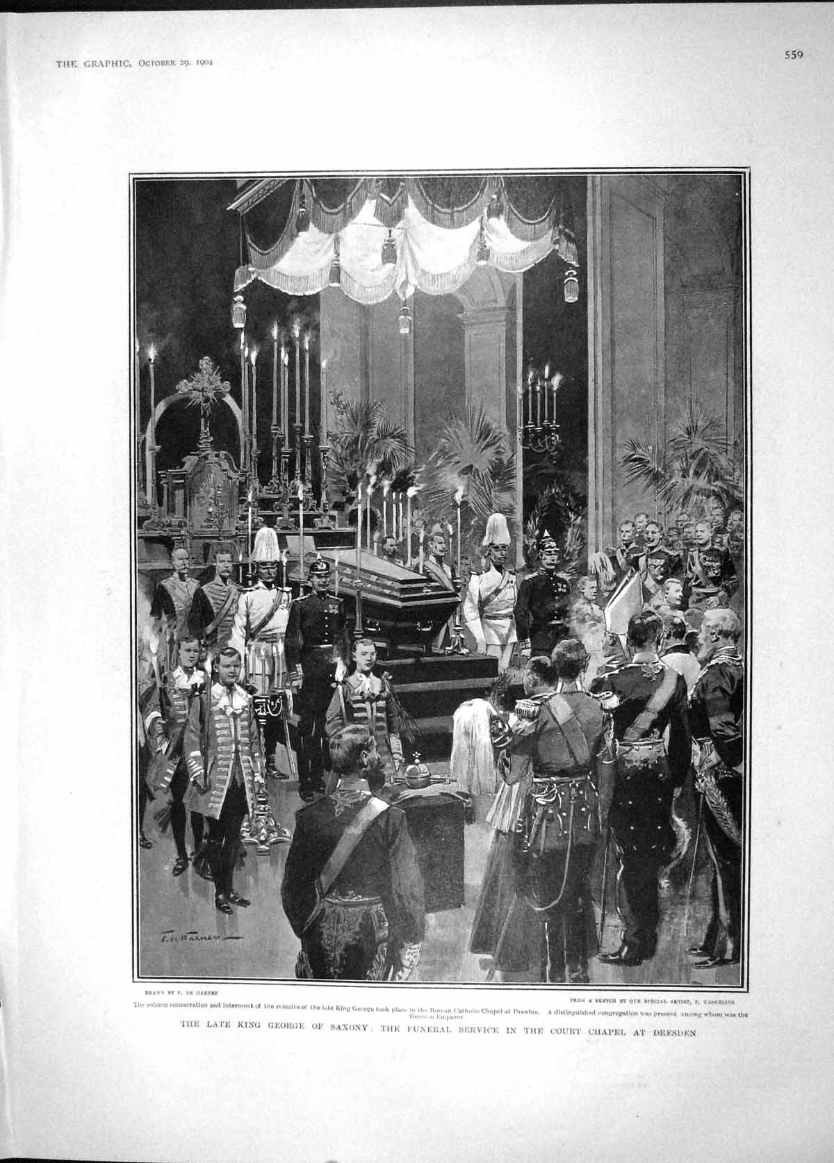 Old Antique Print 1904 King George Saxony Funeral Dresden Madonna Prince 20th