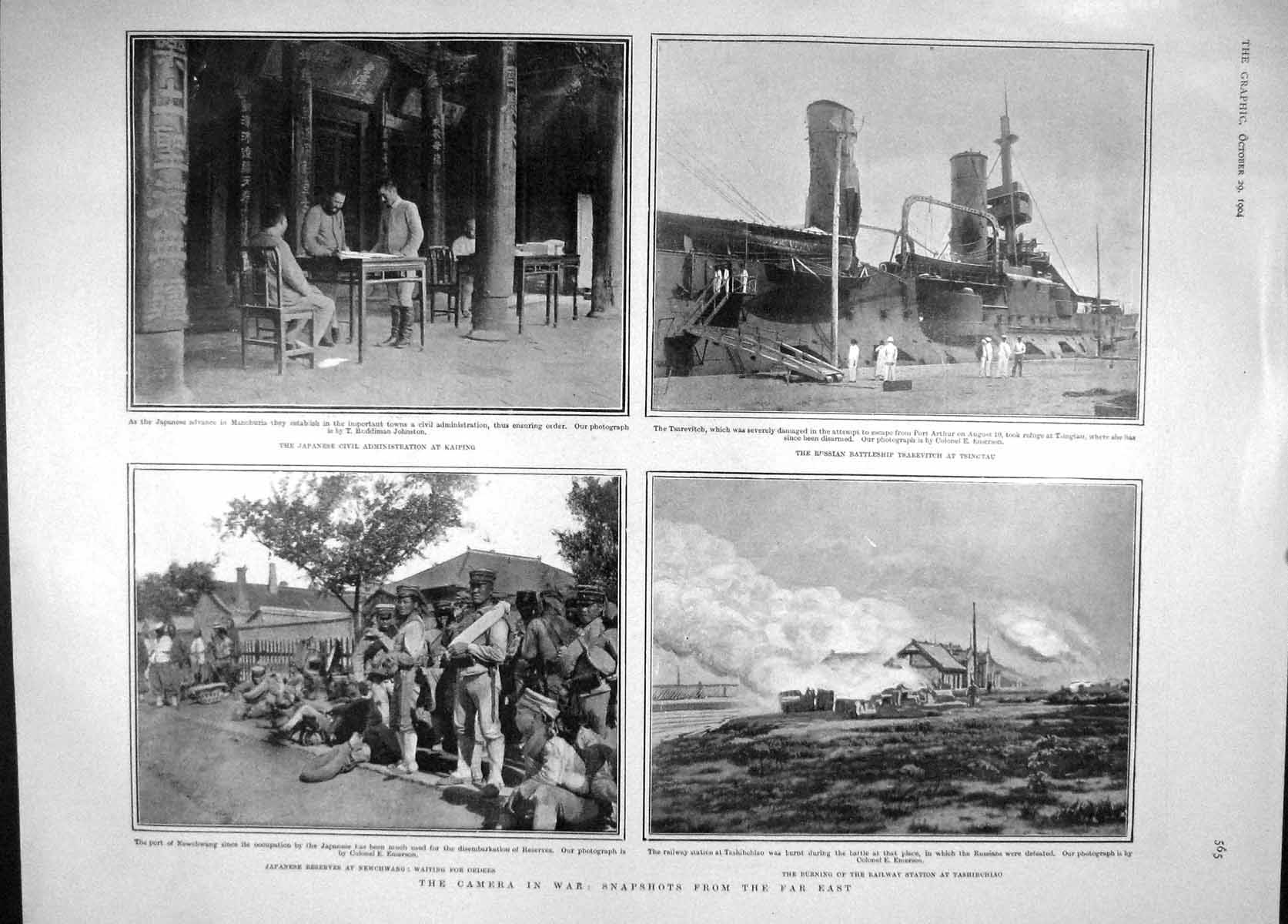 Old Antique Print 1904 War Ship Tsarevitch Kaiping Smith Crane Hardinge 20th