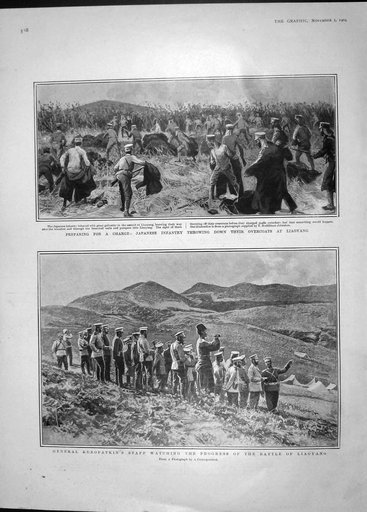 Old Antique Print 1904 General Kuropatkins Battle Liaoyang Japnese Army 20th