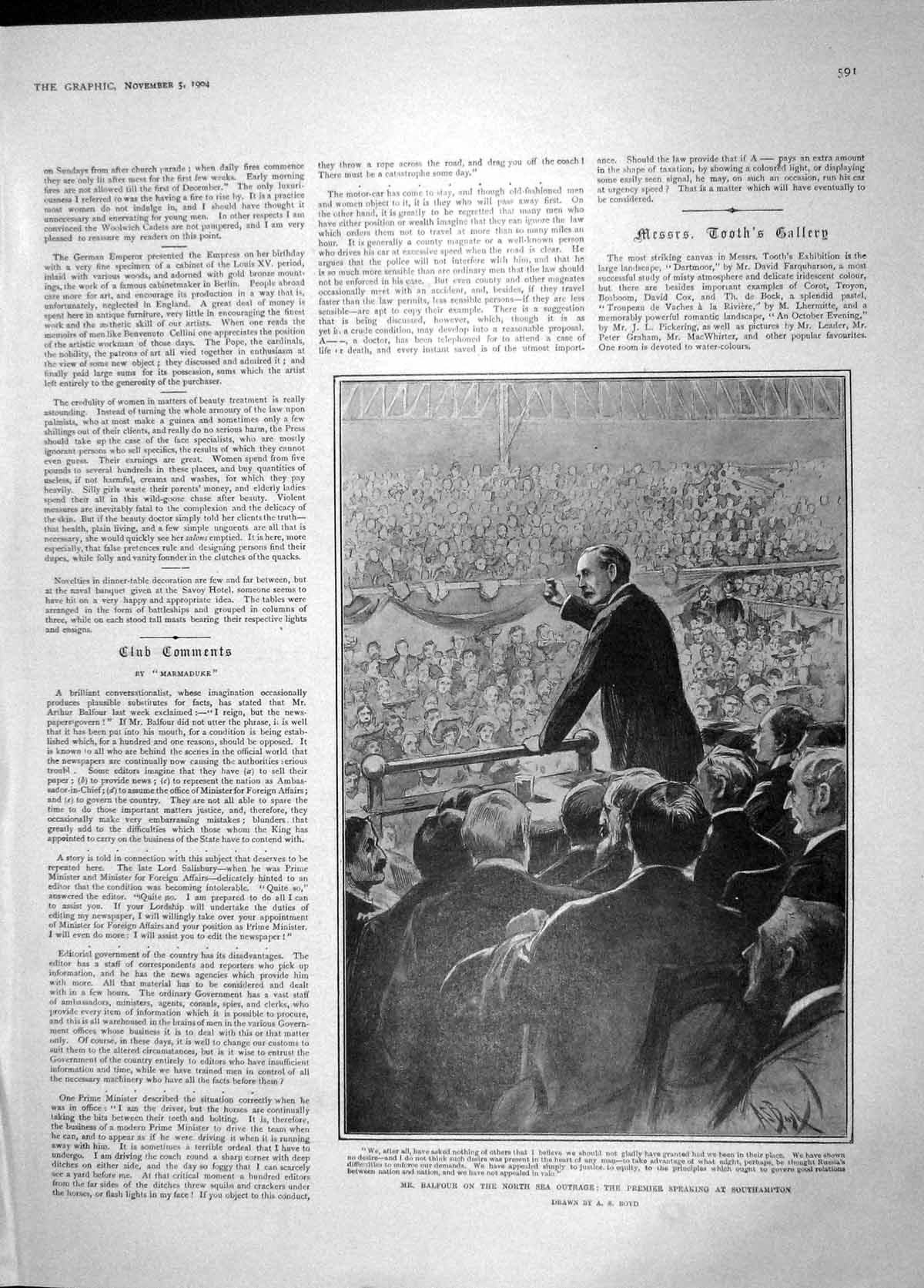 Original Old Antique Print 1904 Balfour Southampton Funeral Smith White Leggott