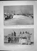 Old Antique Print 1904 Royal Yacht Victoria Albert Portsmouth King Carlos 20th