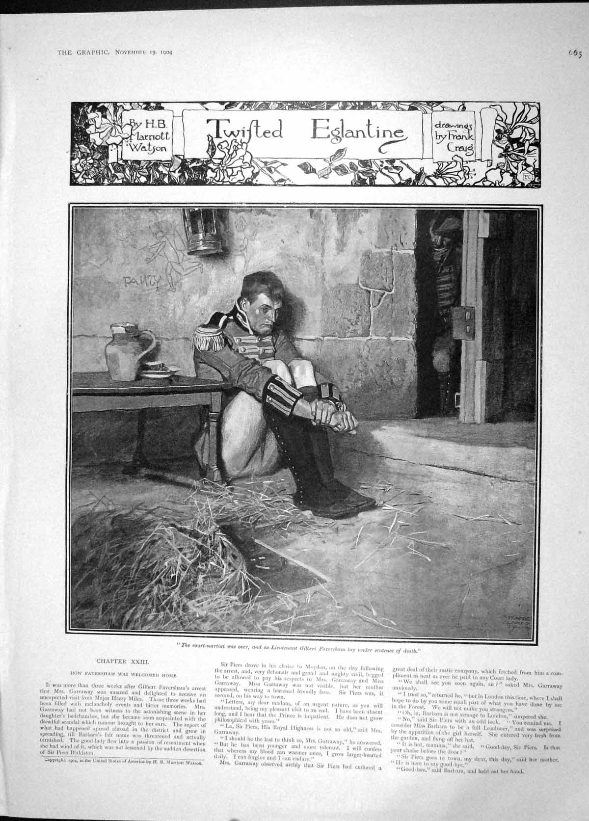 Original Old Antique Print 1904 Court-Martial Ex-Lieutenant Gilbert Faversham