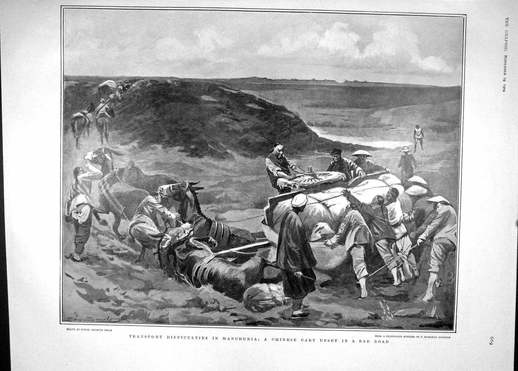 Old Antique Print 1904 Chinese Cart Manchuria Prince Wales Valentine Lord 20th