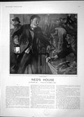 Original Old Antique Print 1904 Ned'S House Furniture Dealer Lantern 20th