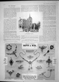 Original Old Antique Print 1904 Hermes Villa Vienna Advertisement Mappin Webb