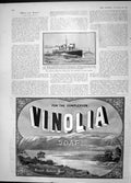 Original Old Antique Print 1904 Vinolia Soap Russian Destroyer Ship Rastoropny