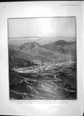 Original Old Antique Print 1904 Siege Port Arthur Hooza Hill Fortress Japanese