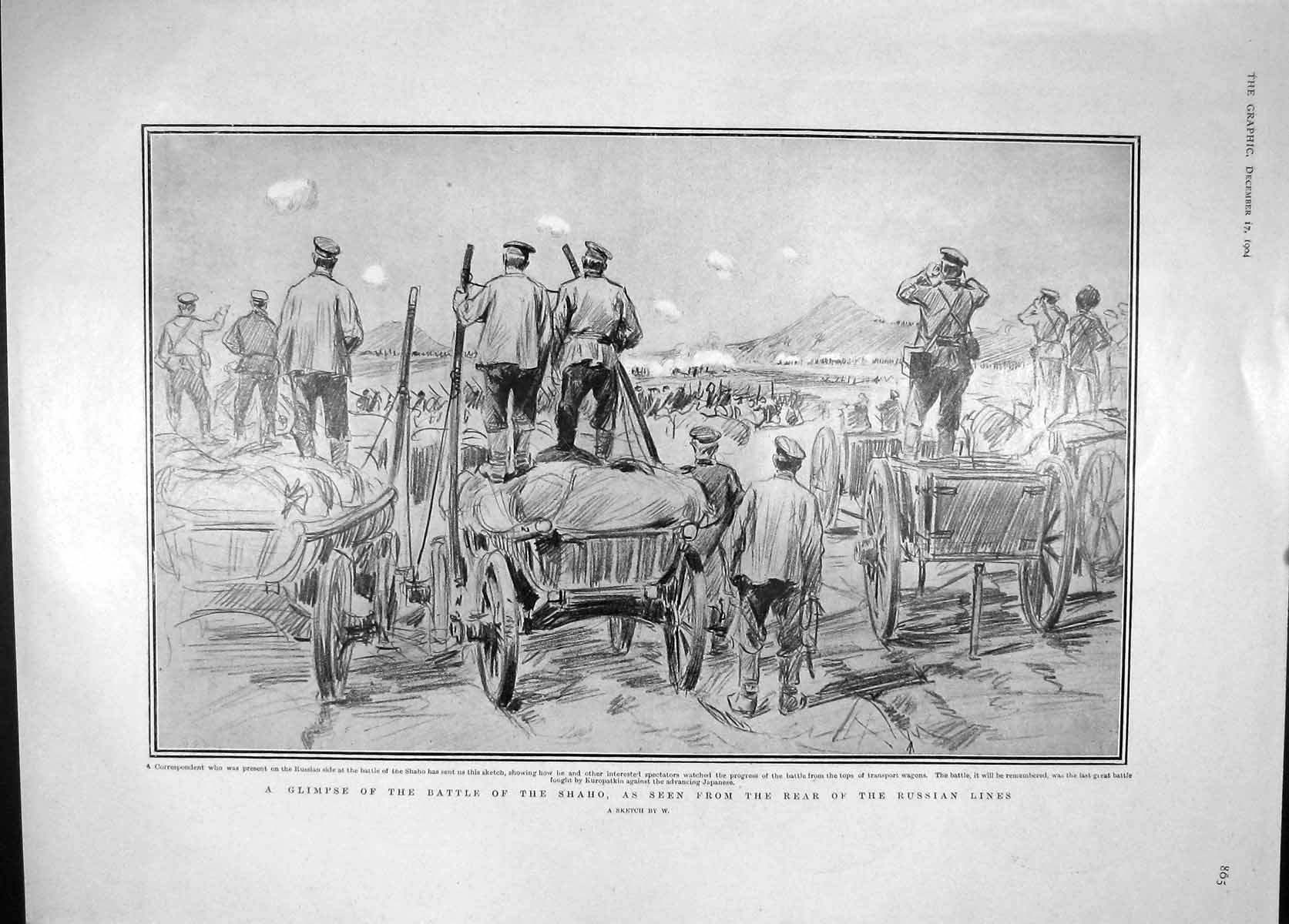 Old Antique Print 1904 War Battle Shaho Russian Army Lane Craig Rayleigh 20th