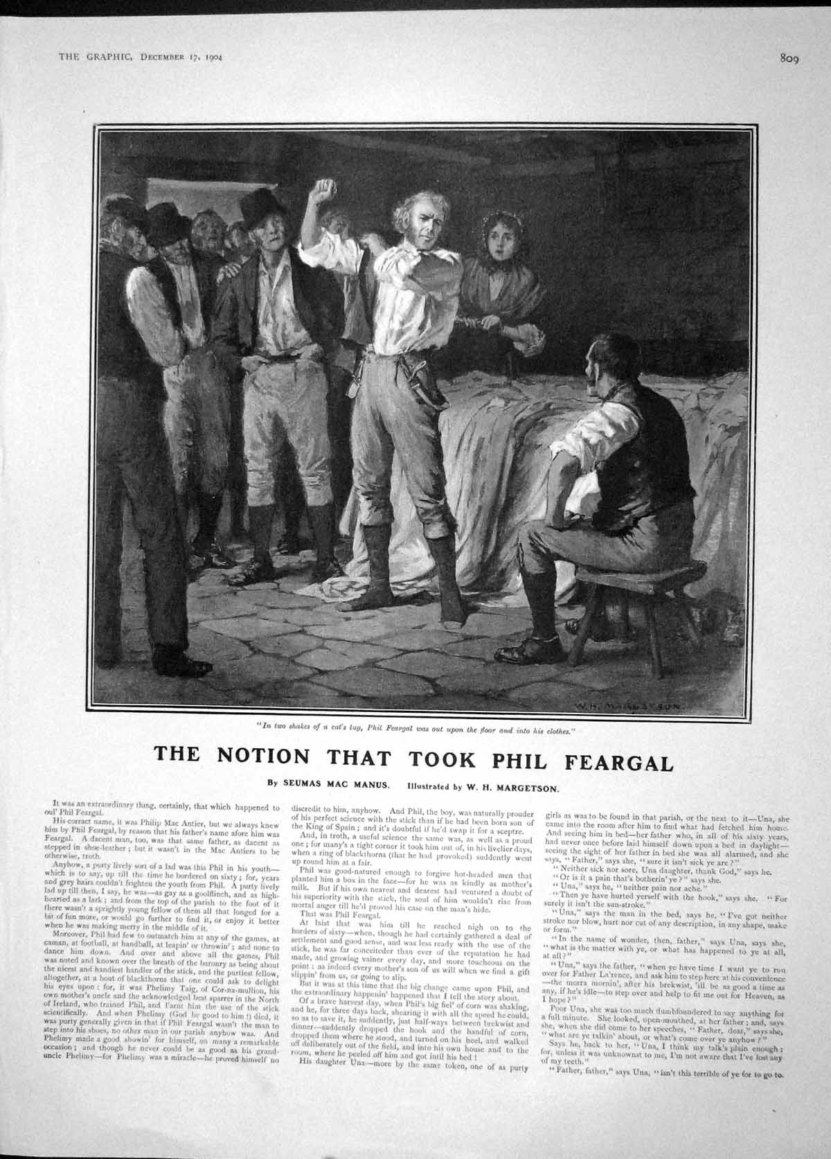 Old Antique Print 1904 Phil Feargal Philip Mac Antier Illustration Story 20th