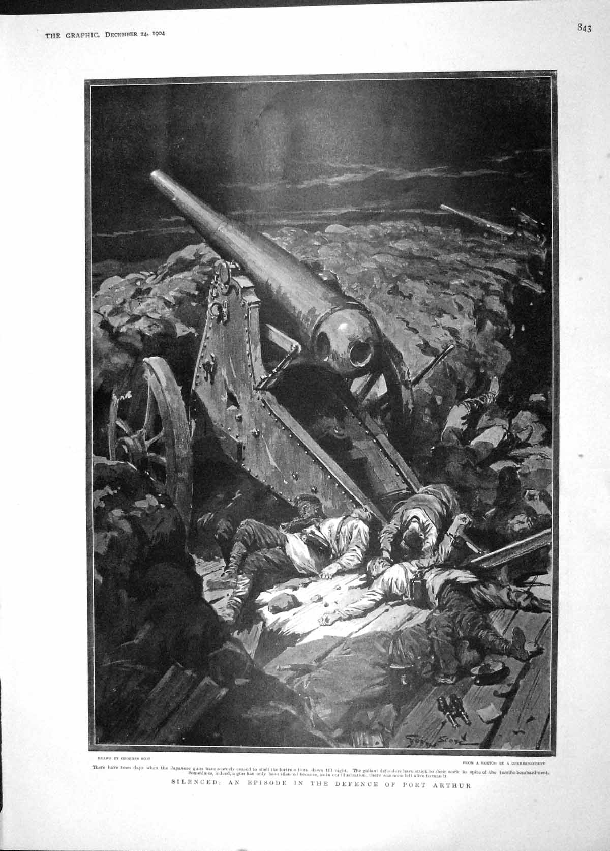 Original Old Antique Print 1904 War Siers Port Arthur Hyde Park Cave Men Museum