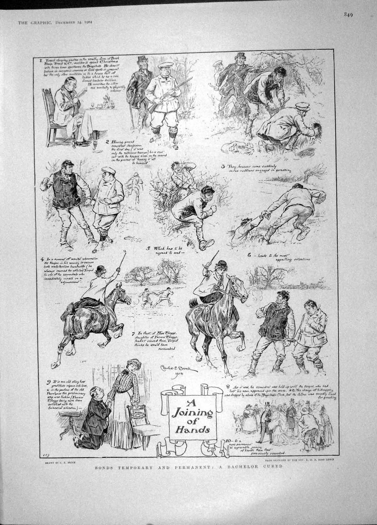 Old Antique Print 1904 Romance Bachelor Cured St. Paul'S Cathedral Leiter 20th
