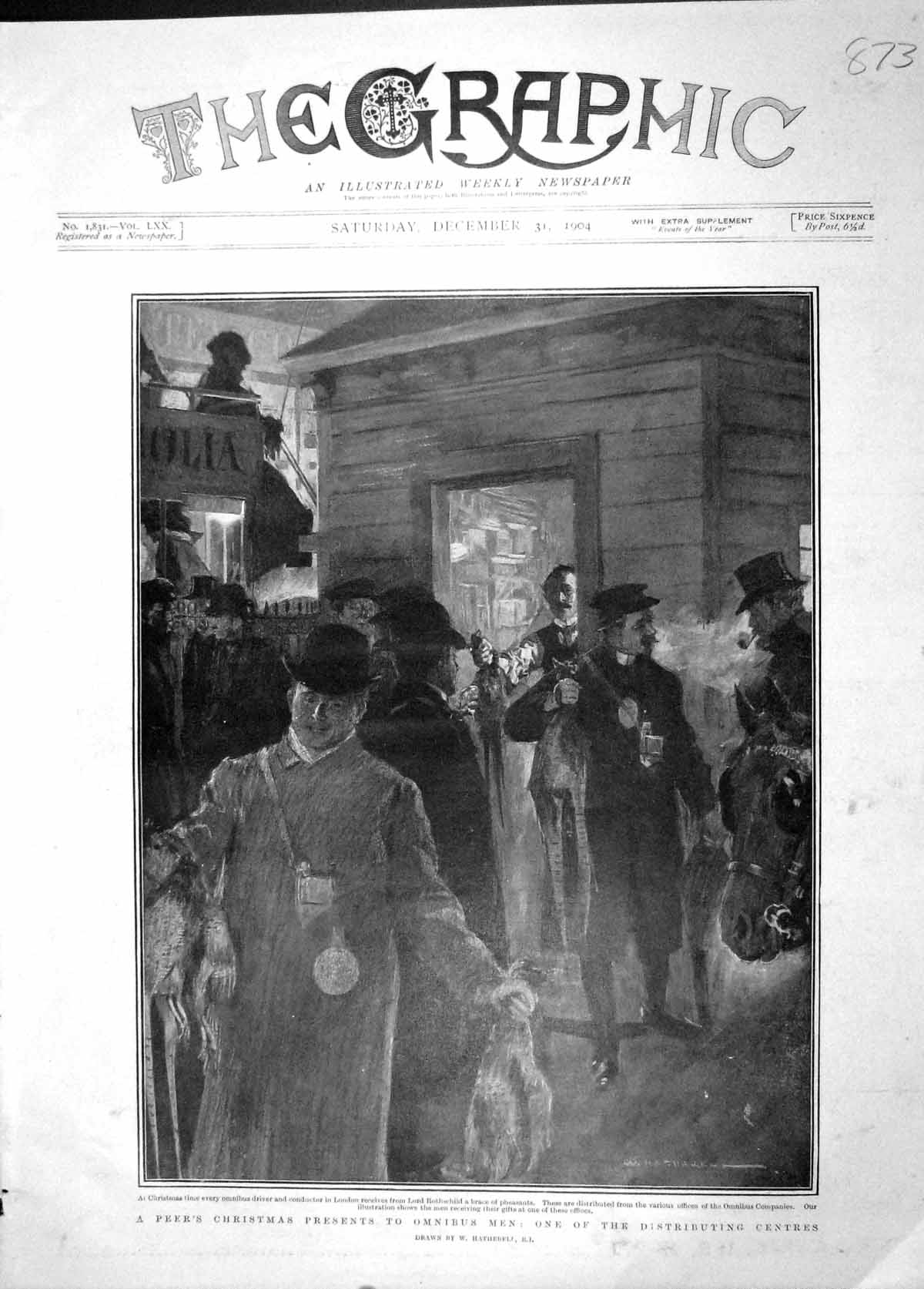 Original Old Antique Print 1904 Peers Christmas Presents Omnibus Men Rothschild