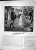 Original Old Antique Print 1904 Camsdale Fair Merry-Making People Amusements