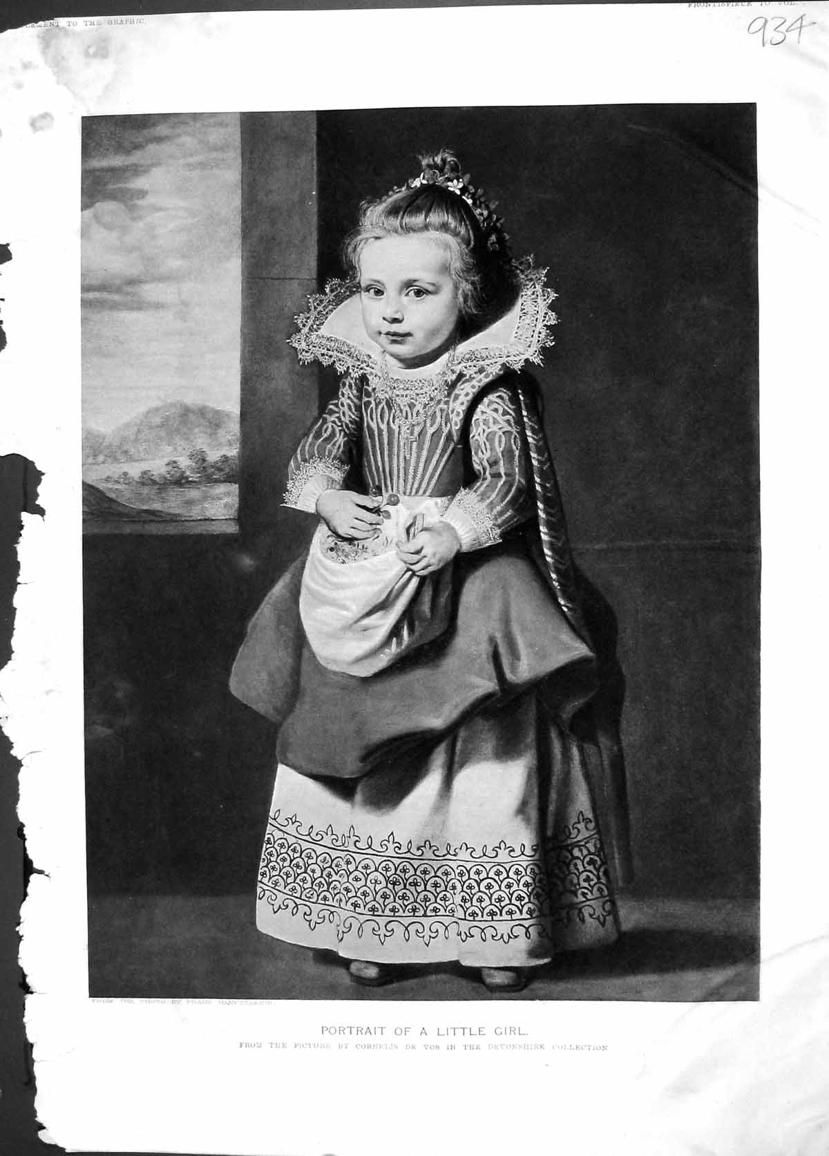 Original Old Antique Print 1904 Portrait Little Girl Vos Devonshire 20th